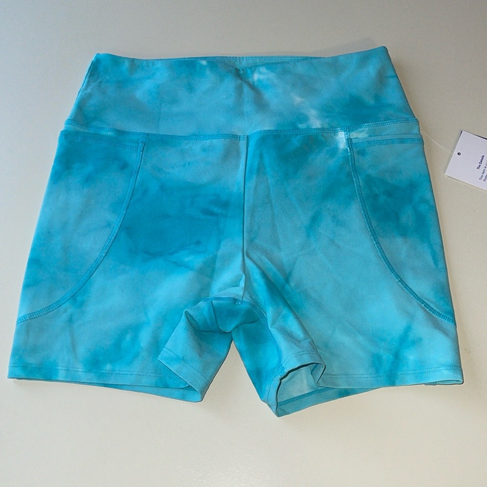 Joy Lab Tie Dye Bike Shorts w Pockets in Teal